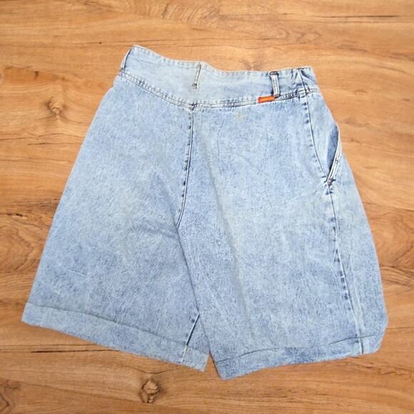 Vintage Acid Wash Denim Shorts Pleated High Waist Womens 12 Juniors 13/14 - Picture 9 of 15